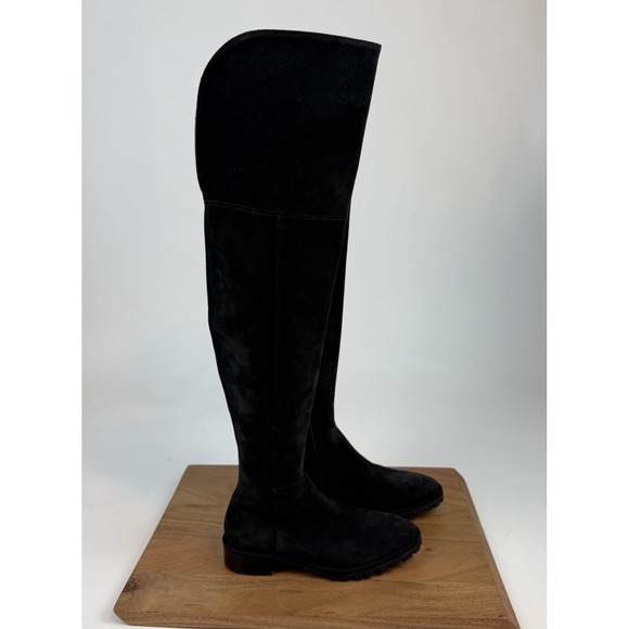New Womens Stuart Weitzman Amber Black Suede Over The Knee Boots Size 5 B